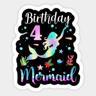 4 Years Old Birthday Mermaid Happy 4th Birthday Sticker